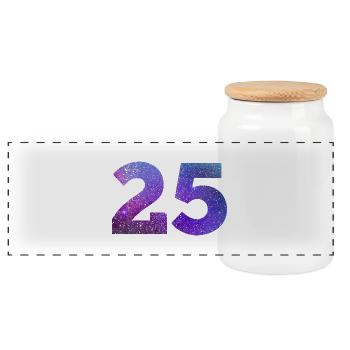 Numéro 25 galaxie - Boîte à biscuits avec couvercle en bois - blanc - Devant