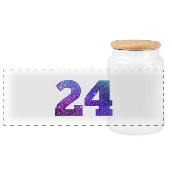 Number 24 galaxy - Panoramic Cookie Jar with Wooden Lid - white - Front