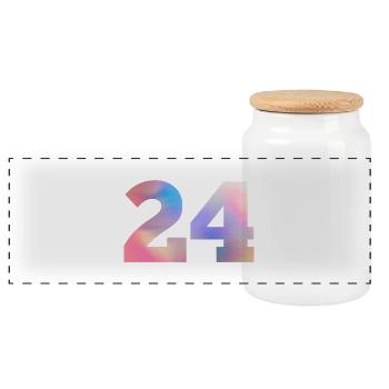 Colorful Issue 24 - Panoramic Cookie Jar with Wooden Lid - white - Front