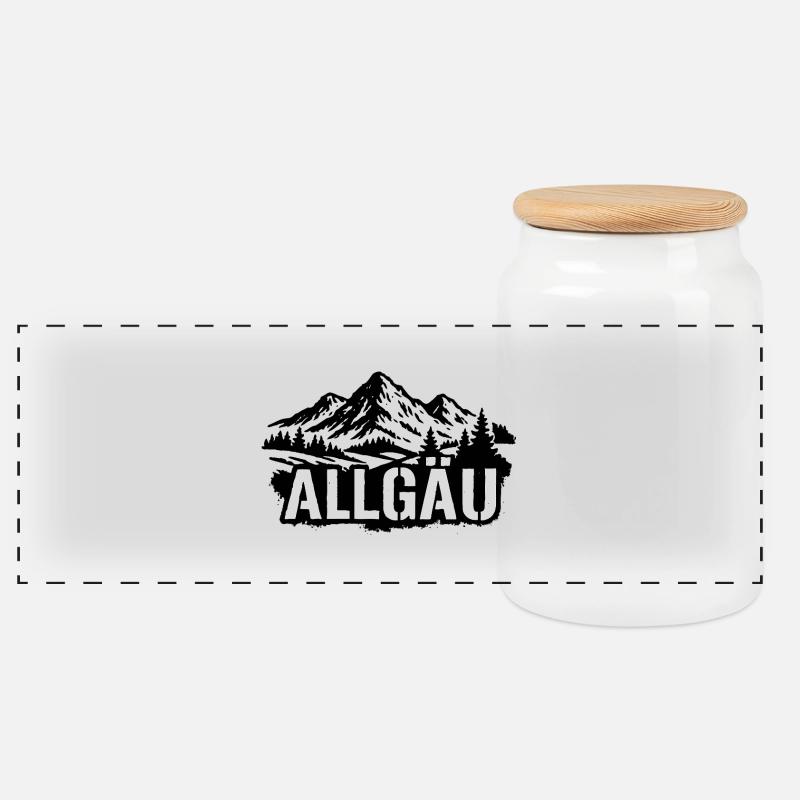 Allgau - Panorama Keksdose mit Holzdeckel - Weiß