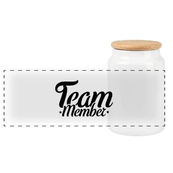 Team member - Panoramic Cookie Jar with Wooden Lid - white - Front