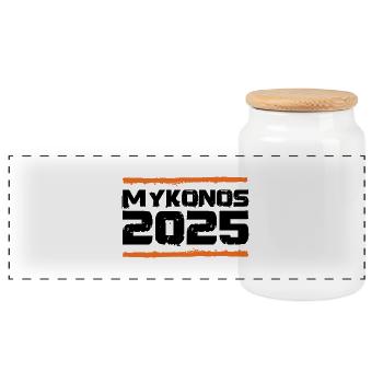 Mykonos 2025 Urlaub - Panorama Keksdose mit Holzdeckel - Weiß - Vorne