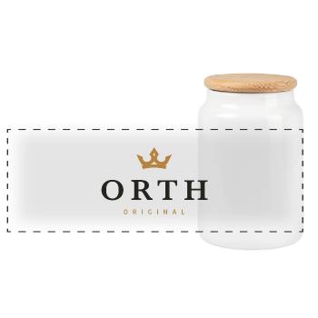 Orth Original Family Logo - Panoramic Cookie Jar with Wooden Lid - white - Front