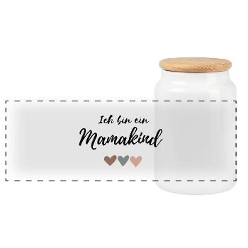 Ich bin ein Mamakind - Panorama Keksdose mit Holzdeckel - Weiß - Vorne