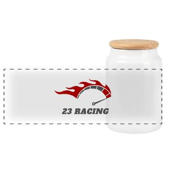 Red Black Modern Racing Logo Design - Panorama Keksdose mit Holzdeckel - Weiß - Vorne