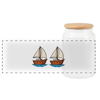 Voiliers - Boîte à biscuits avec couvercle en bois - blanc - Devant