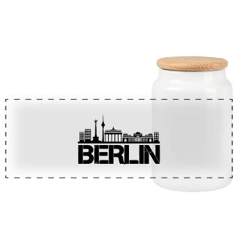 berlin skyline - Panorama Keksdose mit Holzdeckel - Weiß - Vorne