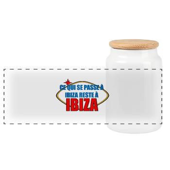Ibiza - Panoramic Cookie Jar with Wooden Lid - white - Front