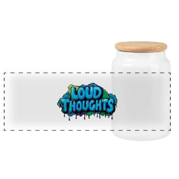 Loud Thoughts – Graffiti Lettering Design. - Panoramic Cookie Jar with Wooden Lid - white - Front