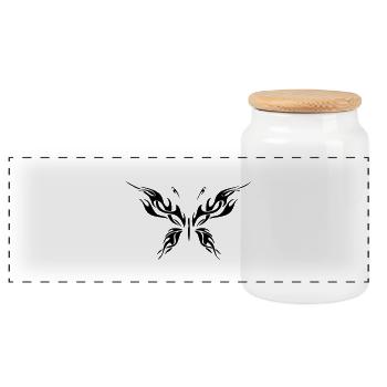 Tribal butterfly - Panorama Keksdose mit Holzdeckel - Weiß - Vorne