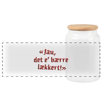 Jau, det e bærre lækkert! - Panoramic Cookie Jar with Wooden Lid - white - Front