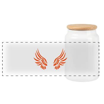ailes d'ange - Boîte à biscuits avec couvercle en bois - blanc - Devant