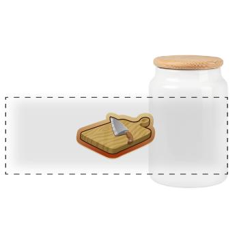 cutting board - Panoramic Cookie Jar with Wooden Lid - white - Front