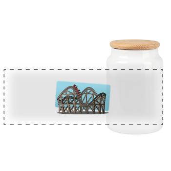 Achterbahn - Panorama Keksdose mit Holzdeckel - Weiß - Vorne