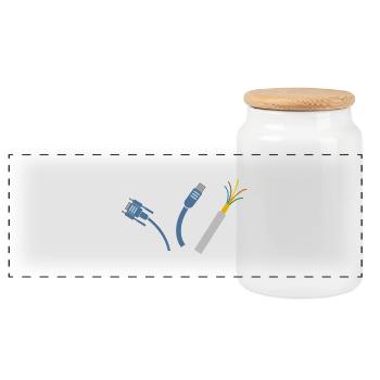 Electric wire - Panoramic Cookie Jar with Wooden Lid - white - Front