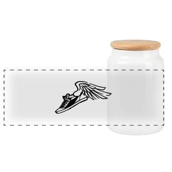 Chaussures de sport avec des ailes Sneaker - Boîte à biscuits avec couvercle en bois - blanc - Devant