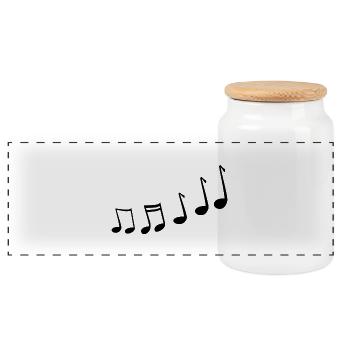 music - Panoramic Cookie Jar with Wooden Lid - white - Front