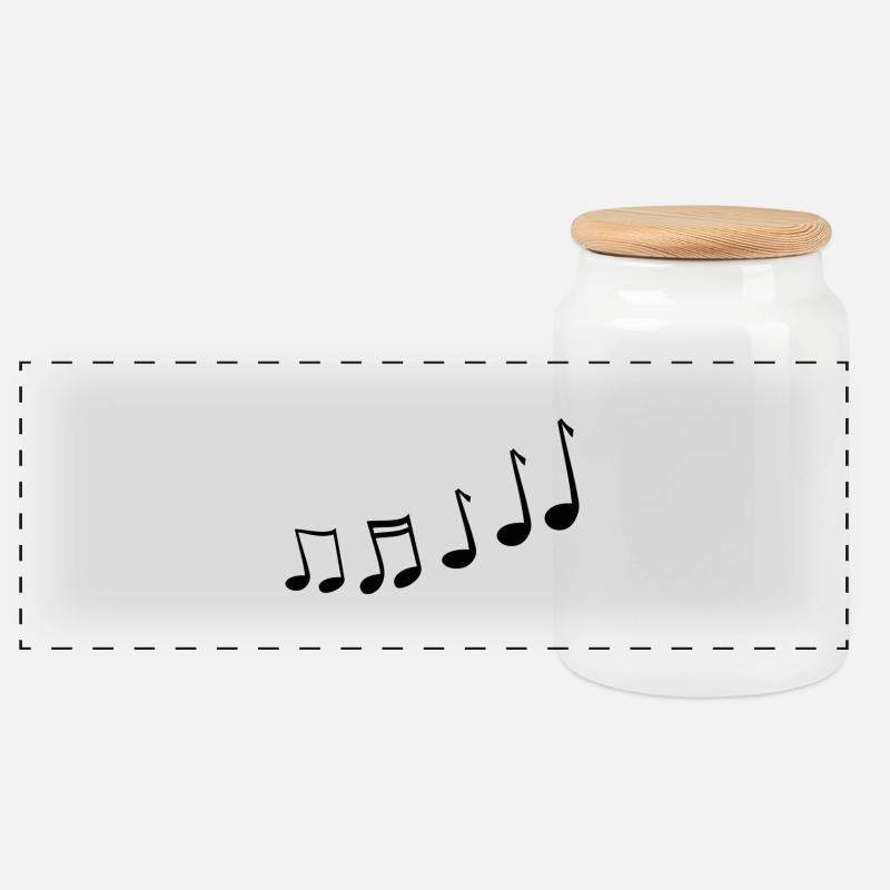 Musiknoten - Panorama Keksdose mit Holzdeckel - Weiß