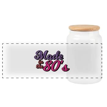 made in the 80s - Panoramic Cookie Jar with Wooden Lid - white - Front
