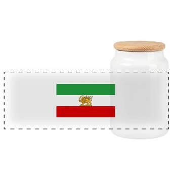 Lion and Sun Iran Flag - Panoramic Cookie Jar with Wooden Lid - white - Front