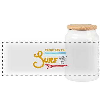 je peux pas j ai surf - Boîte à biscuits avec couvercle en bois - blanc - Devant