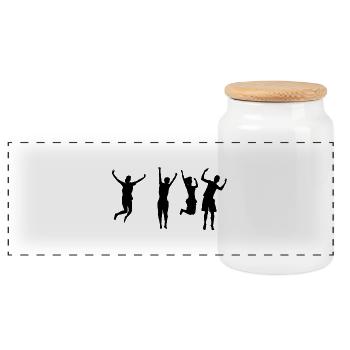 friends - Panoramic Cookie Jar with Wooden Lid - white - Front