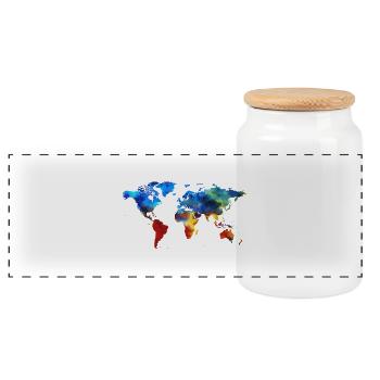Farbenfrohes Welt T-Shirt - Panorama Keksdose mit Holzdeckel - Weiß - Vorne
