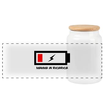 Maman charge ne pas déranger - Boîte à biscuits avec couvercle en bois - blanc - Devant