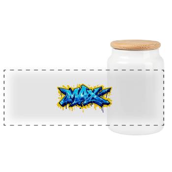 GRAFFITI NAME MAX FOR PERFECT GIFT PRINTABLE - Panoramic Cookie Jar with Wooden Lid - white - Front