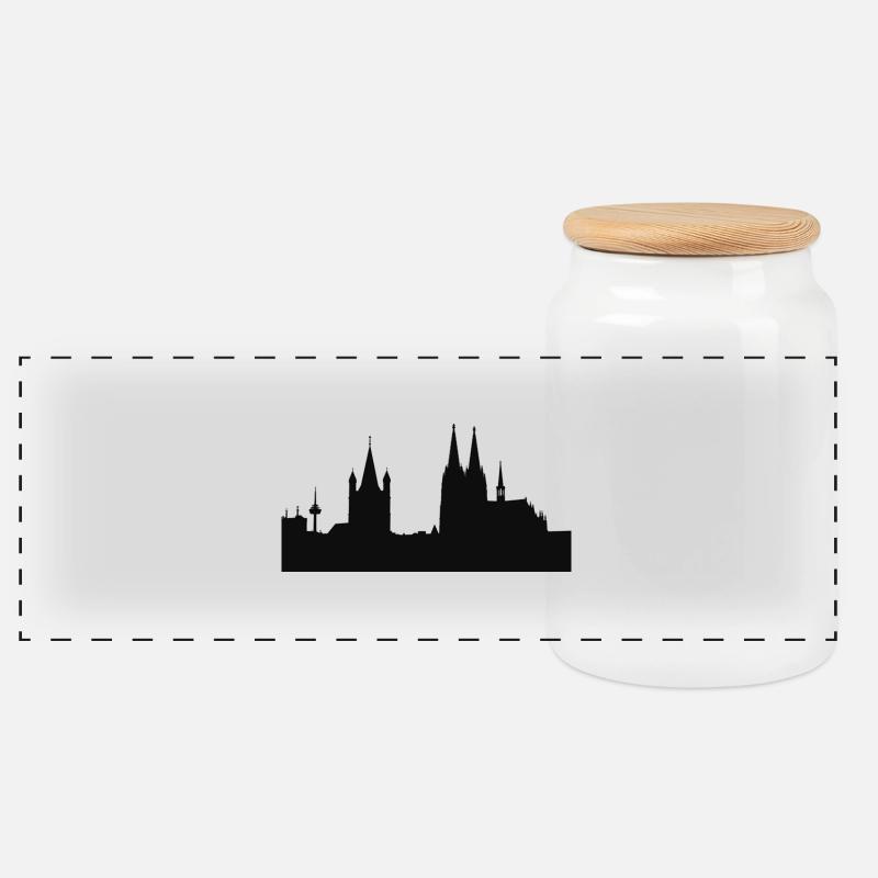 Köln - Panorama Keksdose mit Holzdeckel - Weiß