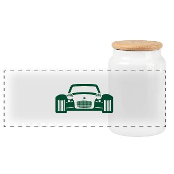 voiture de course - Boîte à biscuits avec couvercle en bois - blanc - Devant