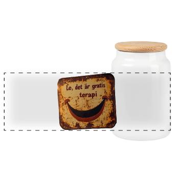 Smile it's free therapy - Charmantes Blechschild - Panorama Keksdose mit Holzdeckel - Weiß - Vorne