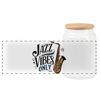 Jazz Vibes Only - Saxophone - Boîte à biscuits avec couvercle en bois - blanc - Devant