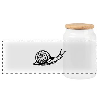 Snail black and withe - Panoramic Cookie Jar with Wooden Lid - white - Front