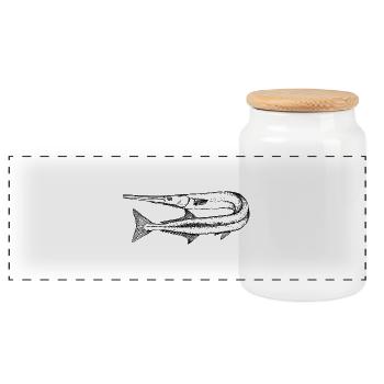 Fisch - Panorama Keksdose mit Holzdeckel - Weiß - Vorne