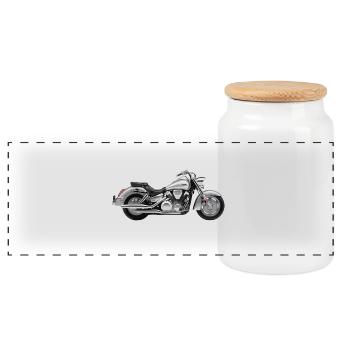 Motorrad - Panorama Keksdose mit Holzdeckel - Weiß - Vorne