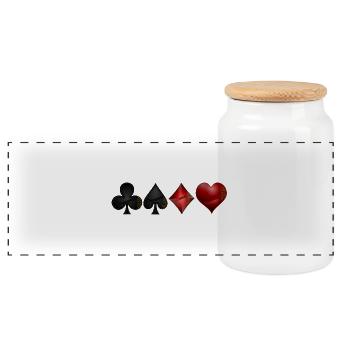 Cross pik check heart - Panoramic Cookie Jar with Wooden Lid - white - Front