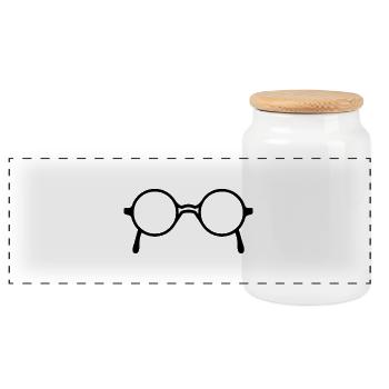 glasses - Panoramic Cookie Jar with Wooden Lid - white - Front