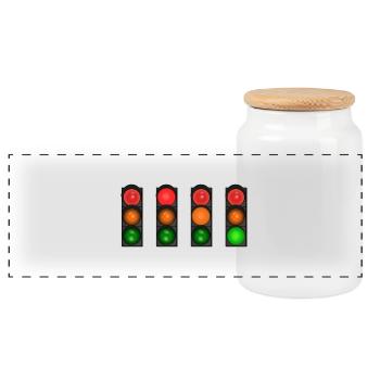 traffic light - Panoramic Cookie Jar with Wooden Lid - white - Front