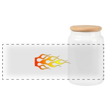 Flammes - Boîte à biscuits avec couvercle en bois - blanc - Devant