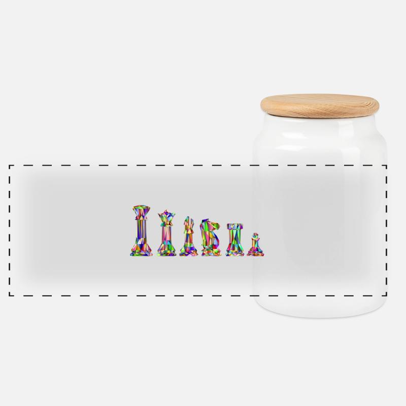 Chess - Panoramic Cookie Jar with Wooden Lid - white