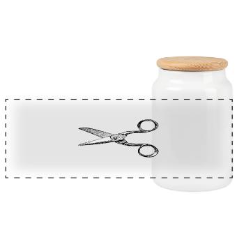dessin Ciseaux Barber - Boîte à biscuits avec couvercle en bois - blanc - Devant