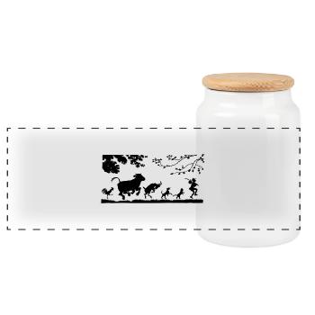 animaux - Boîte à biscuits avec couvercle en bois - blanc - Devant