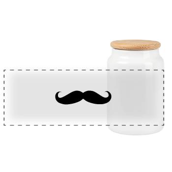 Mustache / Mustache - Panoramic Cookie Jar with Wooden Lid - white - Front