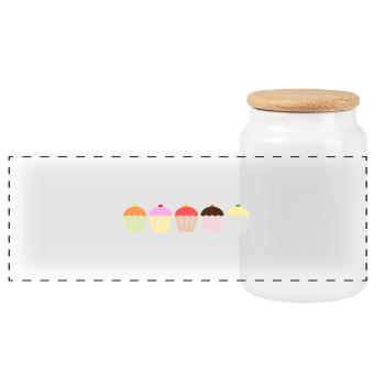 Cupcakes - Panoramic Cookie Jar with Wooden Lid - white - Front
