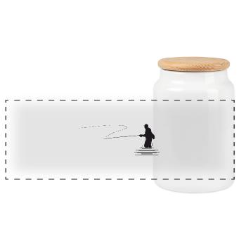 Motif Fly fishing, Fly-fishing - Panoramic Cookie Jar with Wooden Lid - white - Front