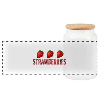 STRAWBEERIES - Panorama Keksdose mit Holzdeckel - Weiß - Vorne