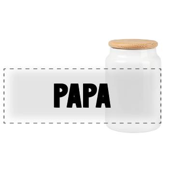 DAD. FATHER'S DAY. HAPPY FATHER'S DAY. HAPPY BIRTHDAY. - Panoramic Cookie Jar with Wooden Lid - white - Front