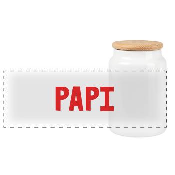 PAPI. PAPY. FÊTE DES PÈRES. BONNE FÊTE PAPY - Boîte à biscuits avec couvercle en bois - blanc - Devant