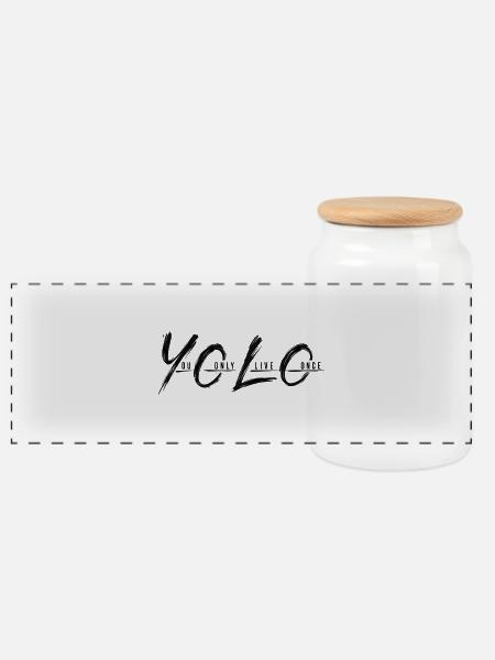 You Only Live Once - Panorama Keksdose mit Holzdeckel - Weiß
